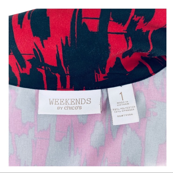 Weekends by Chico Full ZIP Vest Red Black Size 1 - Picture 7 of 7